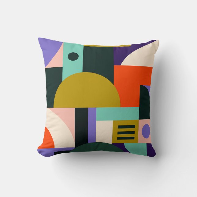 Levendige geometrische abstracte kunst met felle k kussen (Voorkant)