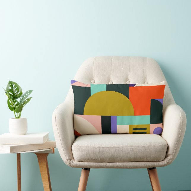 Levendige geometrische abstracte kunst met felle k kussen (Stoel)