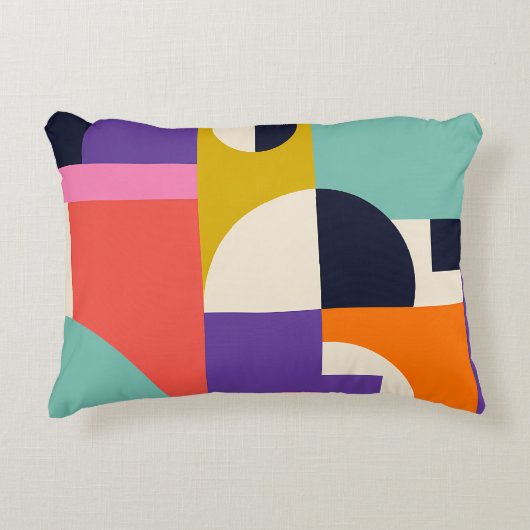 Levendige geometrische abstracte kunst met vette v accent kussen (Voorkant)