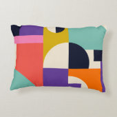 Levendige geometrische abstracte kunst met vette v accent kussen (Achterkant)