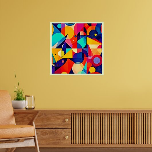 Levendige Geometrische Abstracte Kunst Poster (Woonkamer 2)