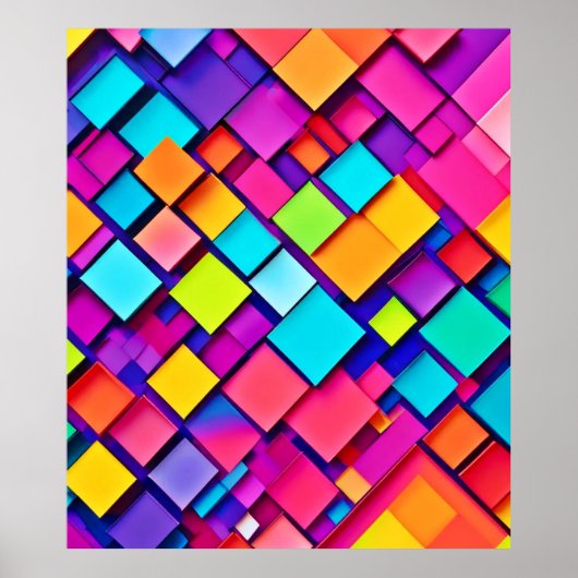 Levendige Geometrische Abstracte Kunst Poster (Voorkant)