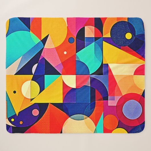 Levendige Geometrische Abstracte Kunst Sherpa Deken (Voorkant (horizontaal))