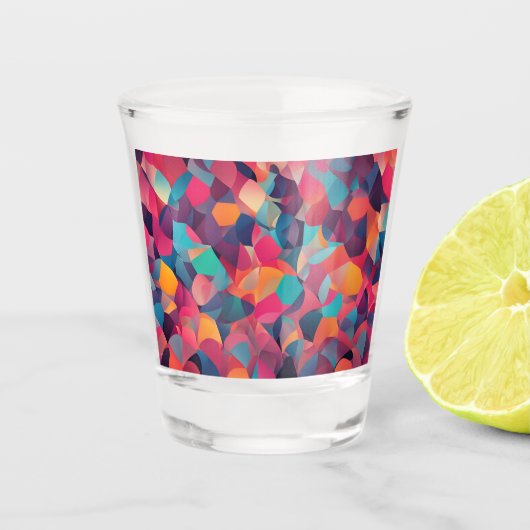 Levendige geometrische Abstracte kunst Shot Glas (Voorkant)