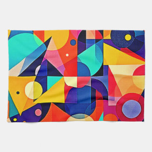 Levendige Geometrische Abstracte Kunst Theedoek