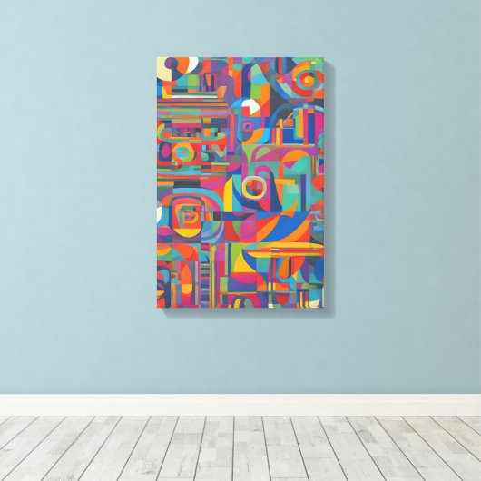 Levendige geometrische Abstracte moderne kleurrijk Canvas Afdruk (Insitu (Houten vloer))