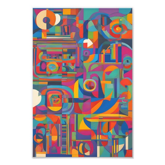 Levendige geometrische Abstracte moderne kleurrijk Foto Afdruk (Voorkant)