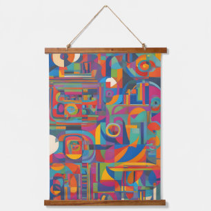 Levendige geometrische Abstracte moderne kleurrijk Hangend Wandkleed
