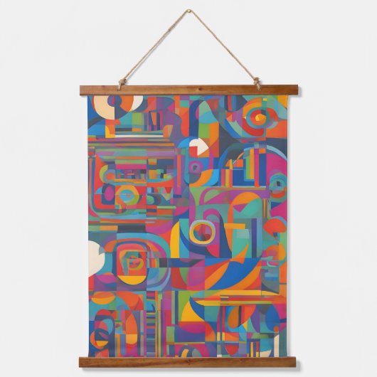 Levendige geometrische Abstracte moderne kleurrijk Hangend Wandkleed (Voorkant)