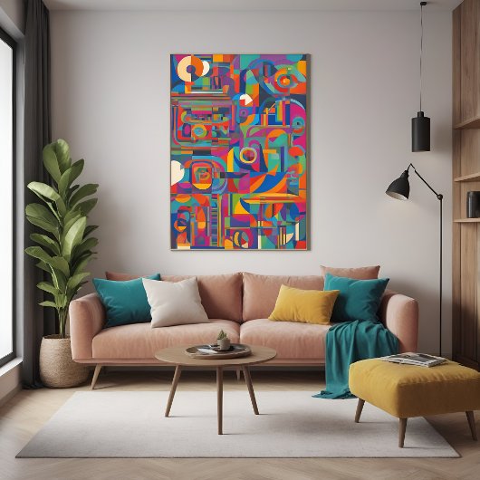 Levendige geometrische Abstracte moderne kleurrijk Poster