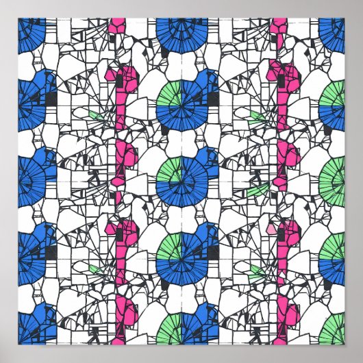 Levendige geometrische abstracte naadloze stofpapi poster (Voorkant)