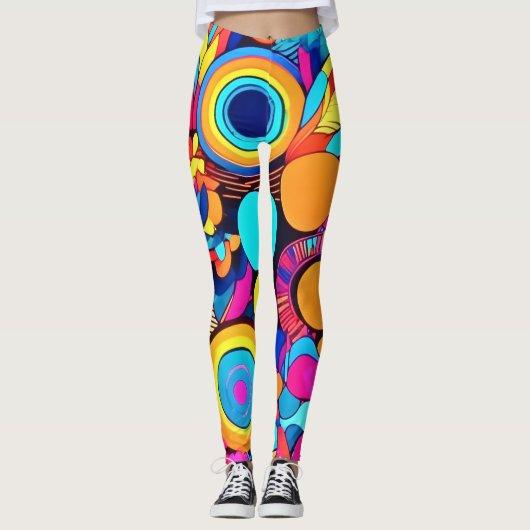Levendige geometrische Abstracte patronen Leggings (Voorkant)
