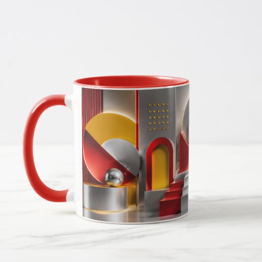 Levendige Geometrische Abstractie Metallic Bollen Mok (Links)