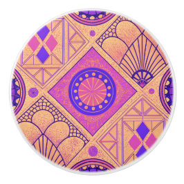 Levendige geometrische art deco keramische knop