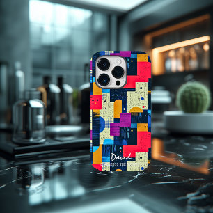 Levendige geometrische blokken met aangepast beric Case-Mate iPhone 14 pro hoesje