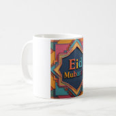 Levendige geometrische Eid Mubarak Koffiemok (Voorkant links)