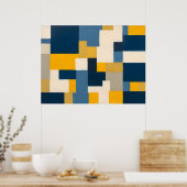 Levendige geometrische fusie - gedurfde Abstracte  Poster (Keuken)