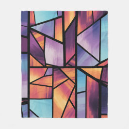 Levendige geometrische Glas in lood kunst Fleece Deken