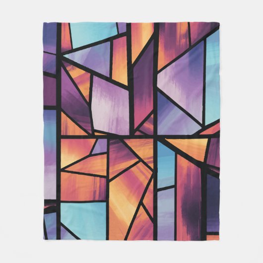 Levendige geometrische Glas in lood kunst Fleece Deken (Voorkant)