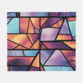 Levendige geometrische Glas in lood kunst Fleece Deken (Voorkant (Horizontaal))