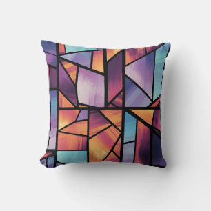 Levendige geometrische Glas in lood kunst Kussen