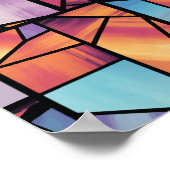 Levendige geometrische Glas in lood kunst Poster (Hoek)