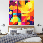 Levendige geometrische harmonie canvas afdruk (Insitu (Slaapkamer))