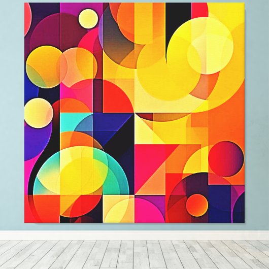 Levendige geometrische harmonie canvas afdruk (Insitu (Houten vloer))
