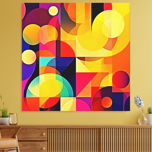 Levendige geometrische harmonie canvas afdruk (Insitu (Woonkamer))