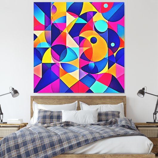 Levendige geometrische harmonie canvas afdruk (Insitu (Slaapkamer))
