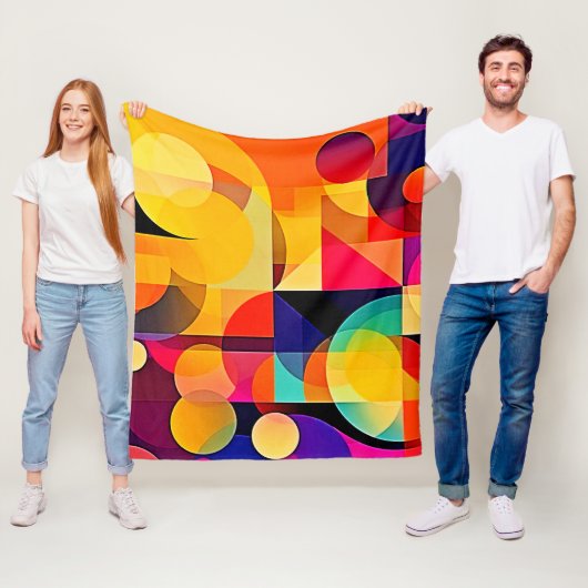 Levendige geometrische harmonie fleece deken (In situ)