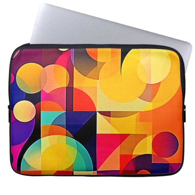 Levendige geometrische harmonie laptop sleeve (Voorkant)