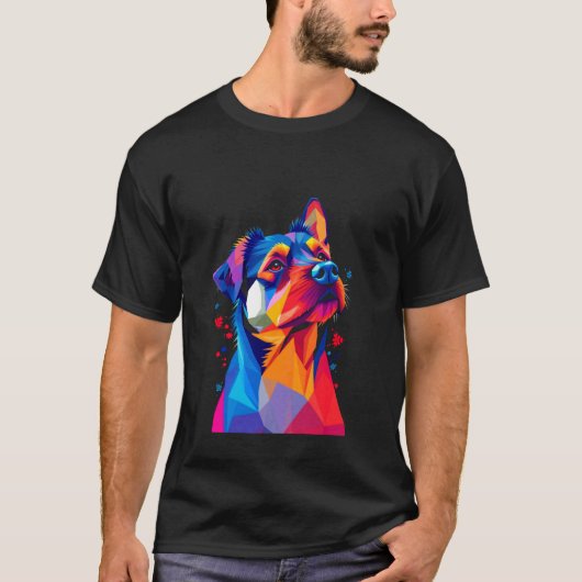 Levendige geometrische hond t-shirt (Voorkant)