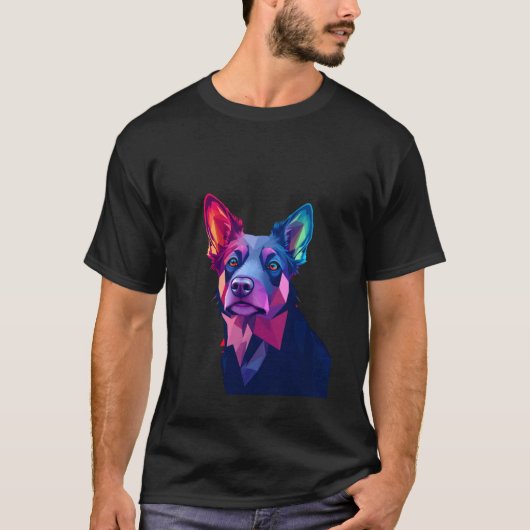 Levendige geometrische hond t-shirt (Voorkant)