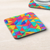 Levendige geometrische kleur blokkeert kunst bier onderzetter (Linkerzijde)