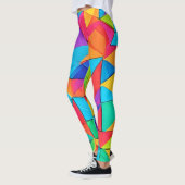 Levendige geometrische kleur blokkeert kunst leggings (Links)