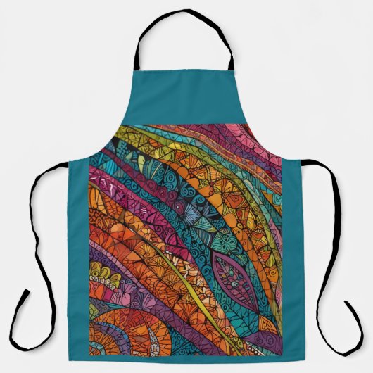 Levendige geometrische kunst in gedurfde kleuren schort (Voorkant)