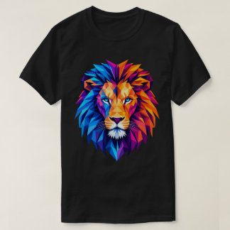 Levendige geometrische leeuwenkunst T-shirt