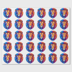 Levendige geometrische leeuwenkunst T-shirt Cadeaupapier