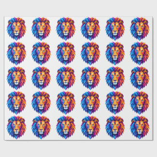 Levendige geometrische leeuwenkunst T-shirt Cadeaupapier