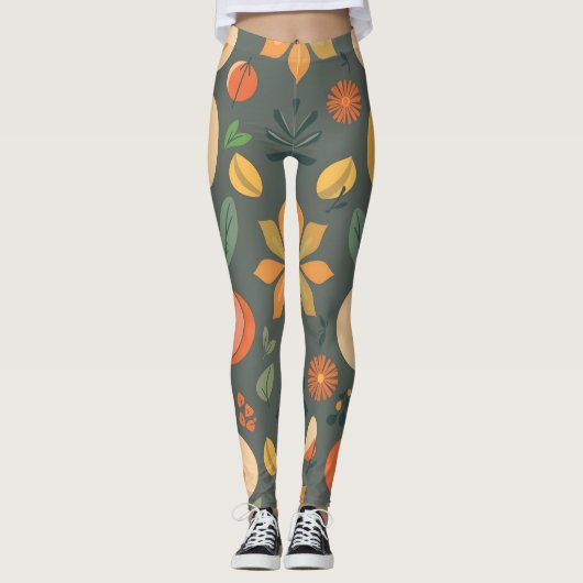 Levendige geometrische Leggings - kleurrijk patroo (Voorkant)
