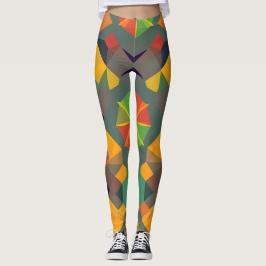 Levendige geometrische Leggings - Kleurrijke Home  (Voorkant)
