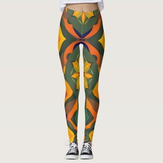 Levendige geometrische Leggings - Zachte kleurherh (Voorkant)