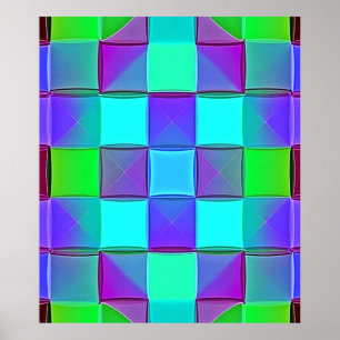 Levendige geometrische lichtgolven poster