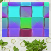 Levendige geometrische lichtgolven theedoek (Gevouwen)