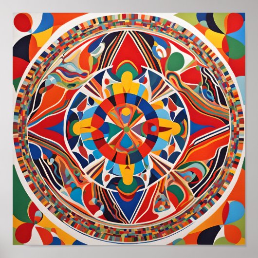 Levendige Geometrische Mandala Kunst  Poster (Voorkant)