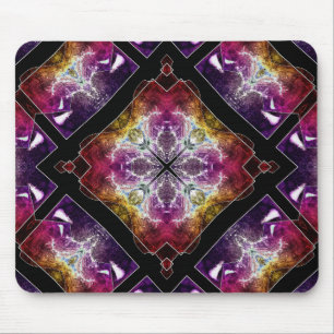 Levendige geometrische met paarse en gouden accent muismat