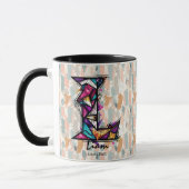 Levendige geometrische monogrammok - L voor Liam Mok (Links)