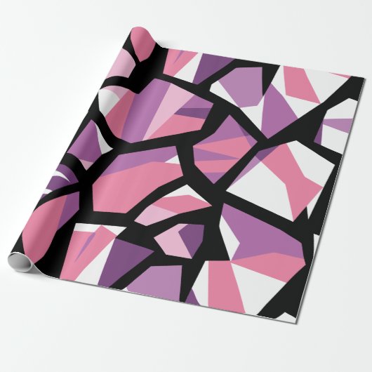 Levendige geometrische mozaïek in roze en Paarse Cadeaupapier (Uitgerold)