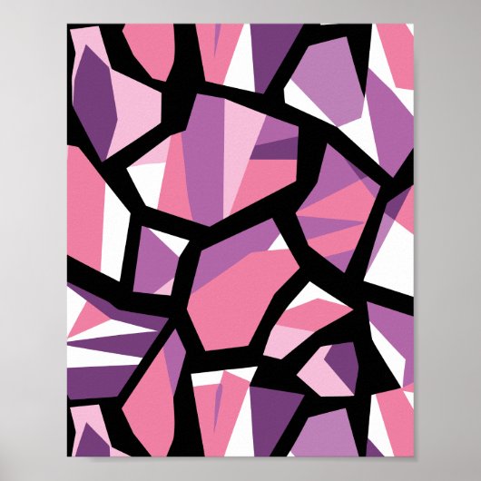 Levendige geometrische mozaïek in roze en Paarse Poster (Voorkant)